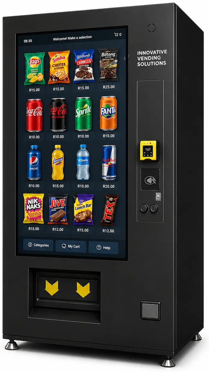 Touch Media 4 vending machine with a full-height interactive touchscreen